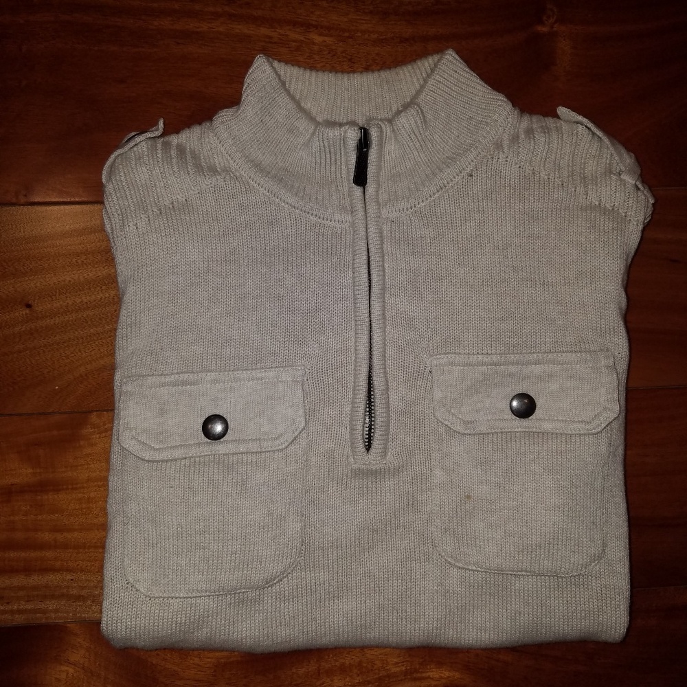 Beige Quarter Zip Sweater